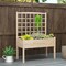 47 Inch Raised Wood Planter with Lattice Trellis and Drainage Holes Indoor or Outdoor Garden Bed